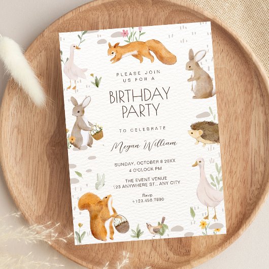 Verjaardag van cute dieren kaart