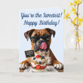Verjaardag van Cute Dog & Sweets Kaart (Gele Bloem)