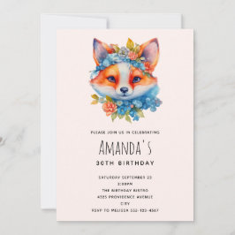 Verjaardag van Cute Fox met bloemenkrans Kaart