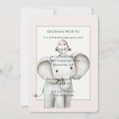 Verjaardag van Cute Olifant Vogel Kaart (Voorkant)