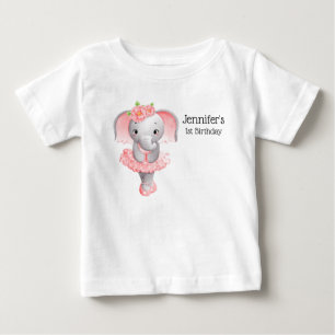 Verjaardag van Cute Roze & Grijze Olifant Ballerin