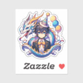 Verjaardag van de Anime Dragon Boy Sticker (Vel)