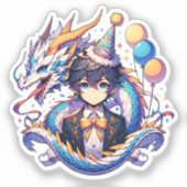 Verjaardag van de Anime Dragon Boy Sticker (Voorkant)