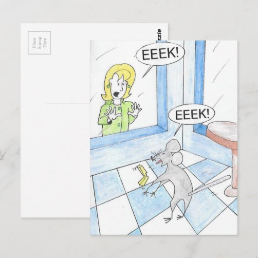 Verjaardag van de bange muis briefkaart (Voorkant / Achterkant)