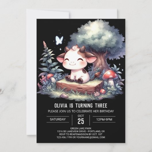 Verjaardag van de betoverde digitale Koe Kaart (Voorkant)