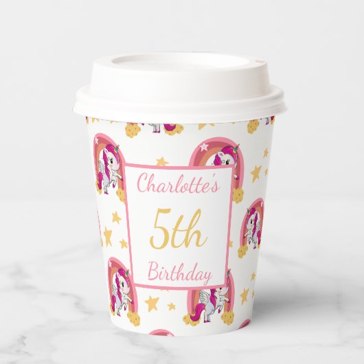 Verjaardag van de betoverde eenhoorn papieren bekers (Voorkant)