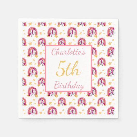 Verjaardag van de betoverde eenhoorn servet (Voorkant)