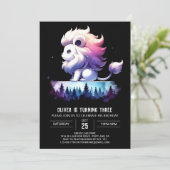 Verjaardag van de betoverde gelukkige leeuw kaart (Staand voorkant)