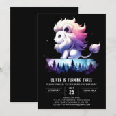 Verjaardag van de betoverde gelukkige leeuw kaart (Voorkant / Achterkant)