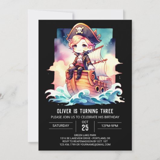 Verjaardag van de betoverde piratenschip kaart (Voorkant)