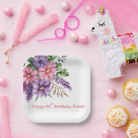 Verjaardag van de bloemenliefhebber papieren bordje (Feest)