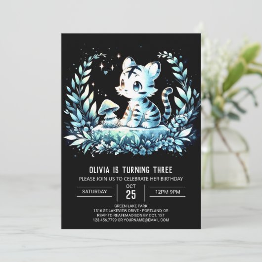 Verjaardag van de Boho Minimalist Tiger Kaart (Staand voorkant)