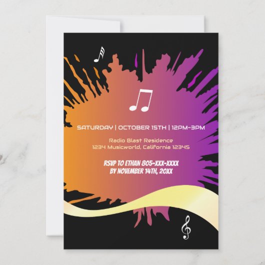 Verjaardag van de boombox: Blast Into Fun Kaart (Achterkant)