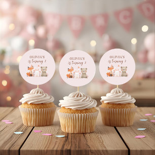 Verjaardag van de bosdieren   Rustic Pink Party Ronde Sticker