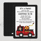 Verjaardag van de brandweerauto met foto kaart (Voorkant / Achterkant)