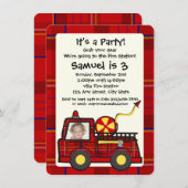 Verjaardag van de brandweerauto met foto kaart (Voorkant / Achterkant)