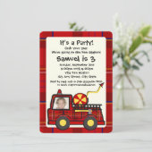 Verjaardag van de brandweerauto met foto kaart (Staand voorkant)