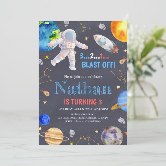 Verjaardag van de buitenste ruimte Galaxy Kaart (Staand voorkant)