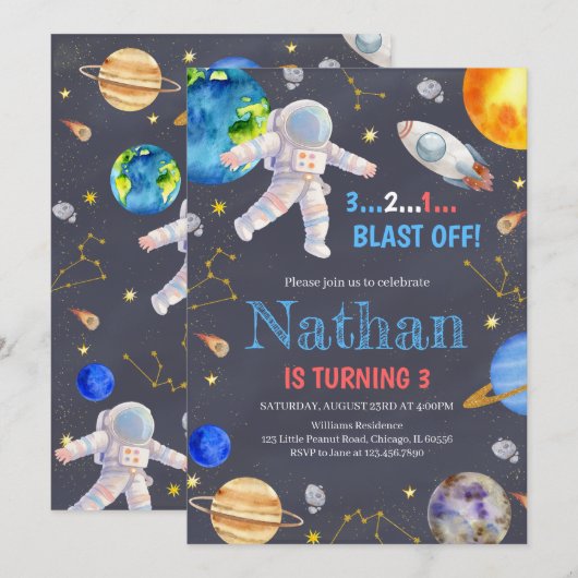 Verjaardag van de buitenste ruimte Galaxy Kaart (Voorkant / Achterkant)