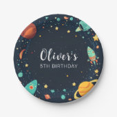 Verjaardag van de buitenste ruimteplaneten papieren bordje (Voorkant)