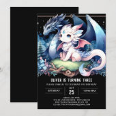 Verjaardag van de Children's Fantasy Dragon Kaart (Voorkant / Achterkant)