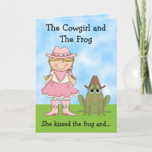 Verjaardag van de Cowgirl en de Frog Horse Kaart