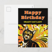 Verjaardag van de Crazy Cat Lady Feestdagenkaart (Voorkant / Achterkant)