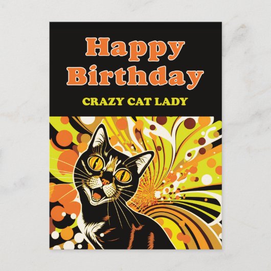 Verjaardag van de Crazy Cat Lady Feestdagenkaart (Voorkant)