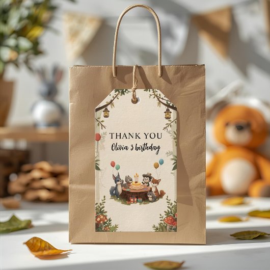 "Verjaardag van de dieren in het bos, dank u Cadeaulabel