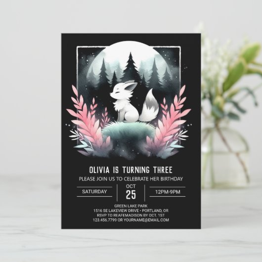 Verjaardag van de Digital Whimsy Wolf Kaart (Staand voorkant)