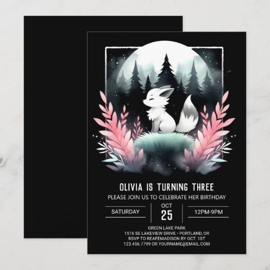 Verjaardag van de Digital Whimsy Wolf Kaart (Voorkant / Achterkant)