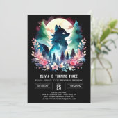 Verjaardag van de digitale magische wolf kaart (Staand voorkant)