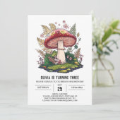 Verjaardag van de digitale paddenstoel kaart (Staand voorkant)