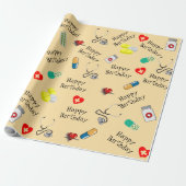 Verjaardag van de dokter cadeaupapier (Uitgerold)