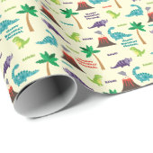 Verjaardag van de Douanenaam Cute Dinosaurs Kind Cadeaupapier (Rol Hoek)