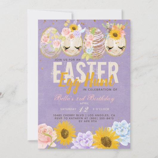 Verjaardag van de easter egg hunt kaart (Voorkant)