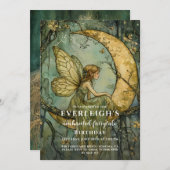 Verjaardag van de Enchanted Forest Fairy Crescent  Kaart (Voorkant / Achterkant)