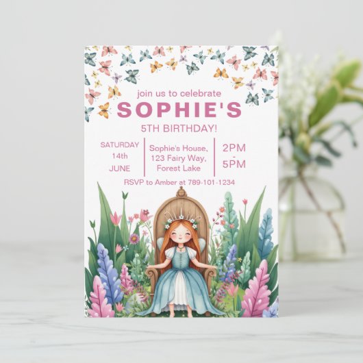 Verjaardag van de Enchanted Forest Fairy Princess Kaart (Staand voorkant)