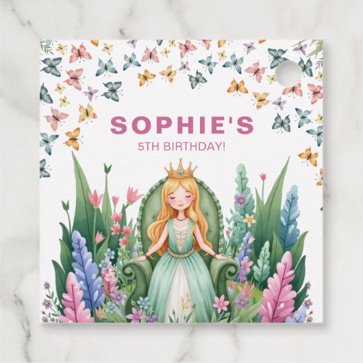Verjaardag van de Enchanted Forest Princess Bedankjes Labels (Achterkant)