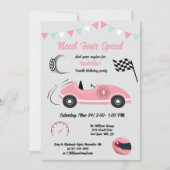 Verjaardag van de Four Speed Feestelijke Roze Race Kaart (Voorkant)