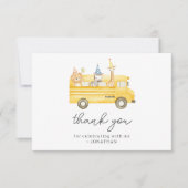 Verjaardag van de gele schoolbus bedankkaart (Voorkant)