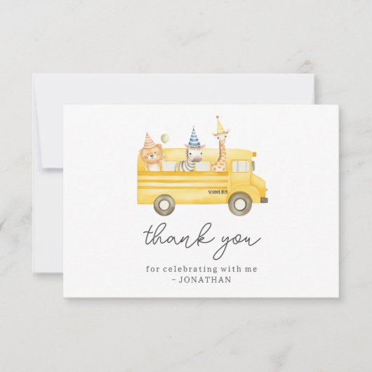 Verjaardag van de gele schoolbus bedankkaart (Voorkant)