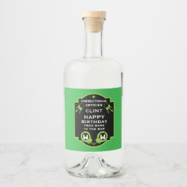 Verjaardag van de gevangeniscorrectionele officier likeurfles etiket