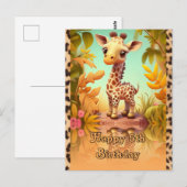 Verjaardag van de giraffe voor kinderen briefkaart (Voorkant / Achterkant)