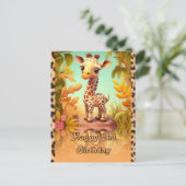 Verjaardag van de giraffe voor kinderen briefkaart (Staand voorkant)