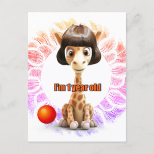Verjaardag van de giraffe voor kinderen briefkaart