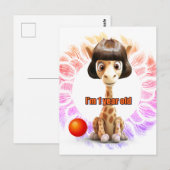 Verjaardag van de giraffe voor kinderen briefkaart (Voorkant / Achterkant)
