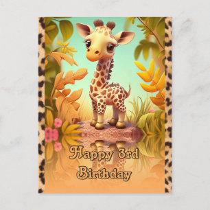 Verjaardag van de giraffe voor kinderen briefkaart