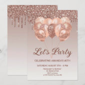 Verjaardag van de gouden ballonnen van het Roos Kaart (Voorkant / Achterkant)