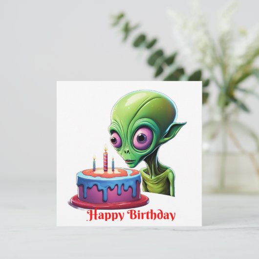 Verjaardag van de hemelse bezoeker feestdagenkaart (Staand voorkant)